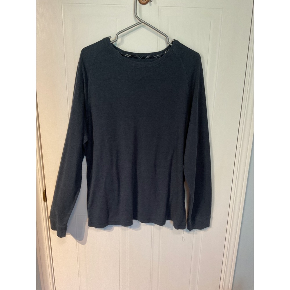 Pierre Cardin Thermal Shirt Mens Large Navy Blue Excellent Waffle Knit Raglan